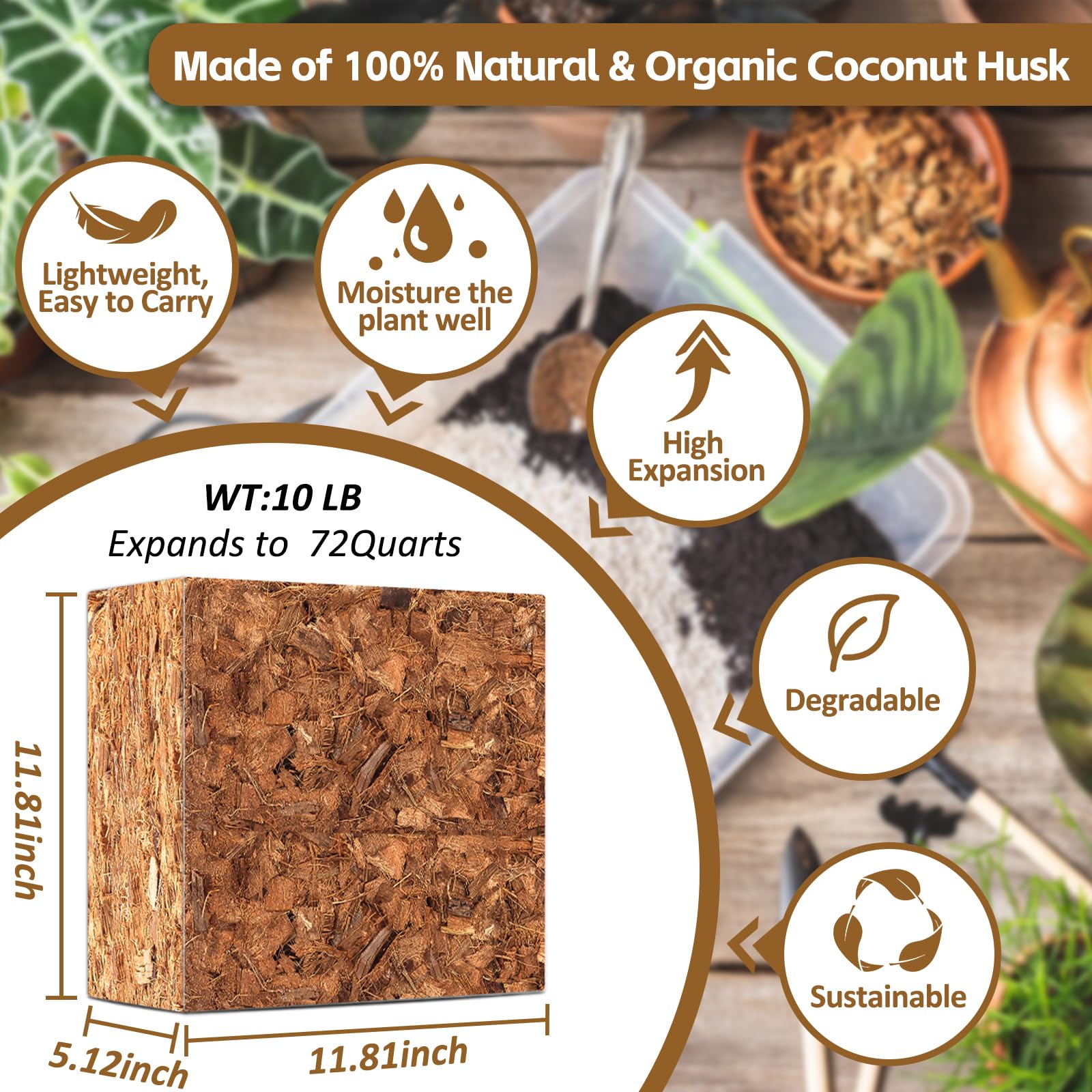 Image showcasing Mua Riare 10LBS Coco Chips Substrate for Plants- 100% Organic Coconut ...