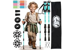 HIKER HUNGER OUTFITTERS Kids Hiking Poles by USA Brand - Lightweight Collapsible Kids Walking Stick w/Quick Adjustable Flip Locks