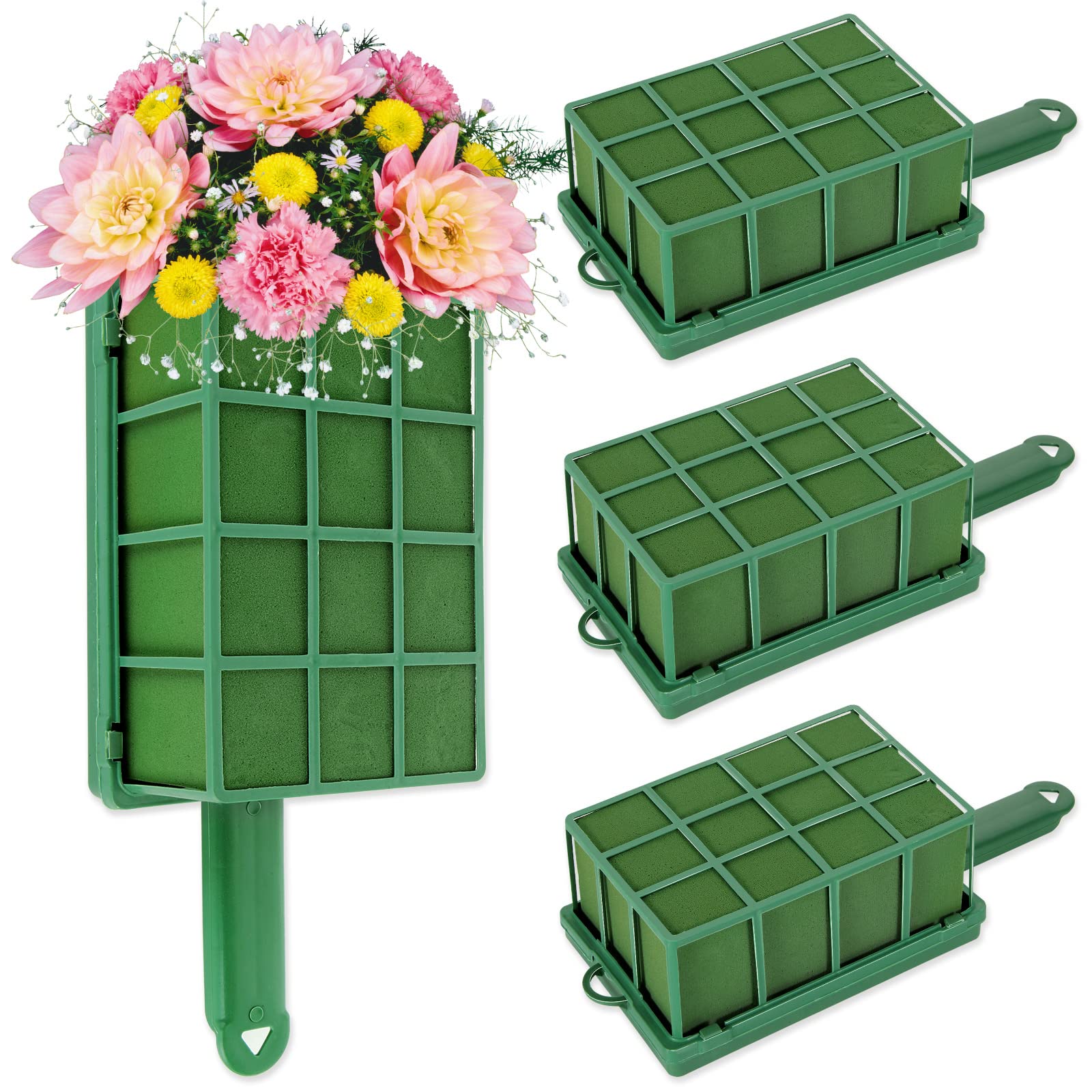 Photo 1 of 4 PCS Floral Foam Cage - 12x4.8x3.3in Foam Cage for Flower Arrangements - Egg Bouquet Floral Cage Flower Holder Wet Foam for Arch, Fresh Flowers, Artificial Flower