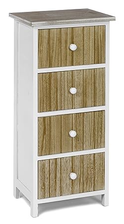 ts-ideen Design Kommode Schrank Holz weiß und Natur Standregal zur Aufbewahrung