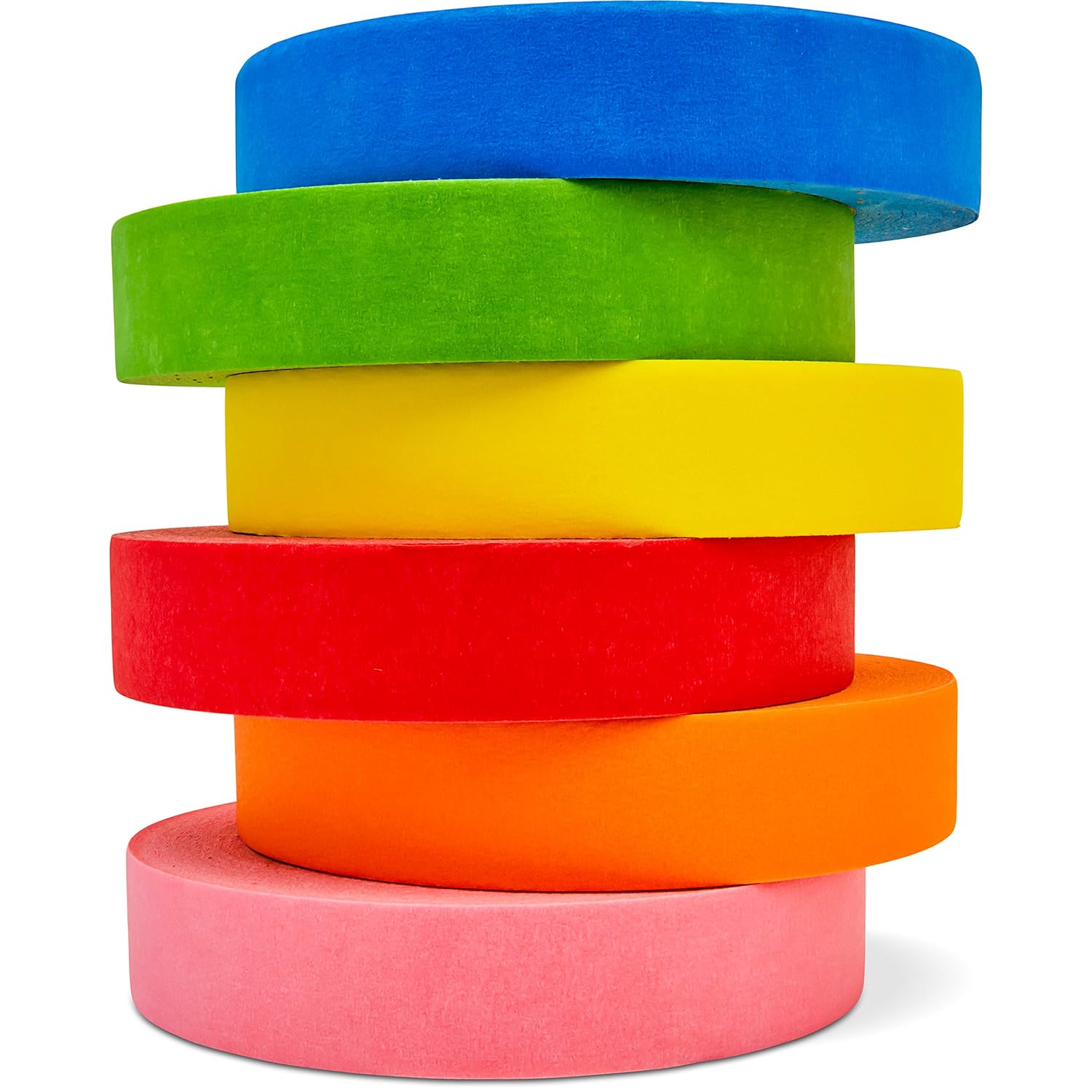 Colored Masking Tape, 6 Extra Long Rolls of Bright Colored