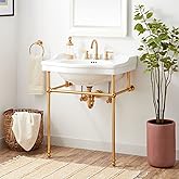 Signature Hardware 480511 Cierra 30" Vitreous China Console Bathroom Sink with 3 Faucet Holes at 8" Centers