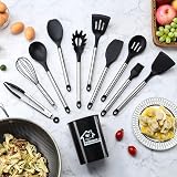 BEWOS 38-Piece Silicone Kitchen Utensils Set with Holder and Hooks view 3