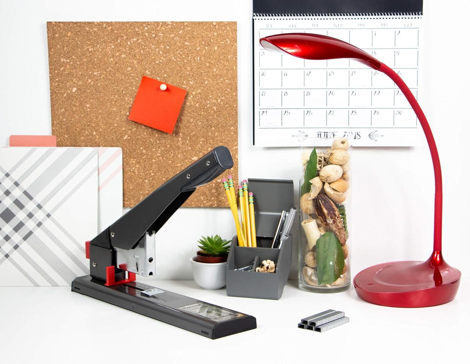 Bostitch Office Antimicrobial 215 Sheet Extra Heavy Duty Stapler, Black (00540) : Heavy Duty Desk Staplers : Office Products