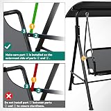 YITAHOME 3 Seater Canopy Swing Chair, 200KG Capacity, Black view 3