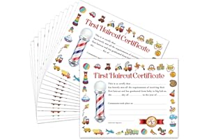RYSMH First Haircut Certificate, 25 Pcs First Haircut Achievement Certificates of Recognition, Barbershop Award Certificates of Hair Cutting, 1st Haircut Keepsake Gifts for Girls Boys Kids Toddler, 03