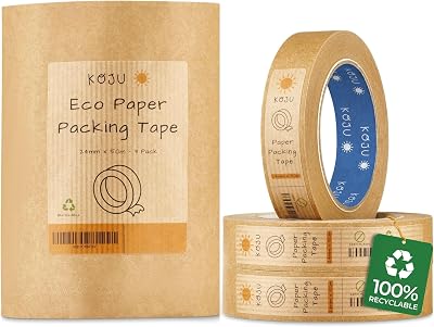 Koju Kraft Paper Packing Tape 24mm x 50m 3 Pack Eco Friendly Recyclable