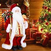 Uten 18" Santa Claus Decorations, Christmas Standing Figurine Ornaments with Gifts Bag and Small Bear for New Year Christmas Decoration Navidad Natal Gifts.