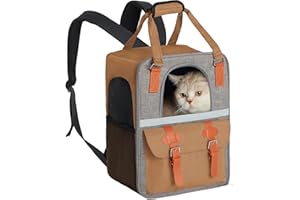 Cango Portable Pet Carrier Large Capacity Backpack for Small Medium Cats Dogs Puppies with Breathable Mesh and Safety Hook, Pet Carrier for Travel and Hiking