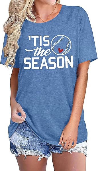 TIS THE SEASON BASEBALL SHIRT FOR WOMEN BASEBALL SEASON SHIRT SOFTBALL MOM SHIRT BASEBALL CASUAL LOOSE TEE TOP