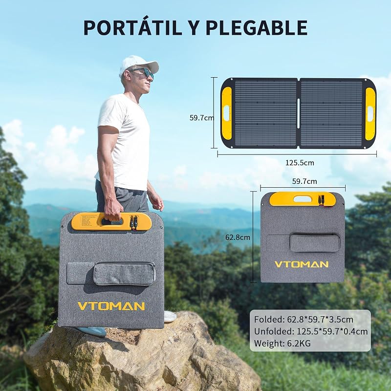VS110 Panel Solar Portátil 110W 18V, 25% Eficiencia