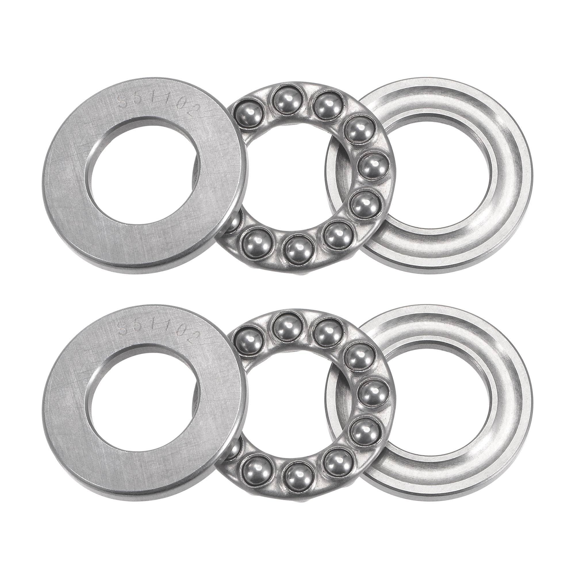 sourcing map S51102 Thrust Ball Bearing 15mm Bore 28mm OD 9mm Thick Stainless Steel with Washers 2pcs