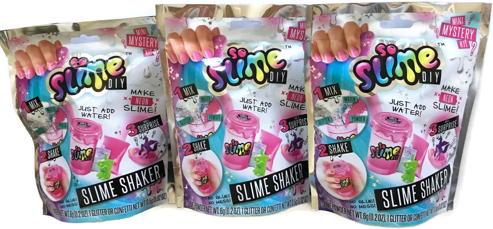 So Slime 3-Pack Slime Kit with Toys Glitter Confetti Shakers DIY Just Add Water