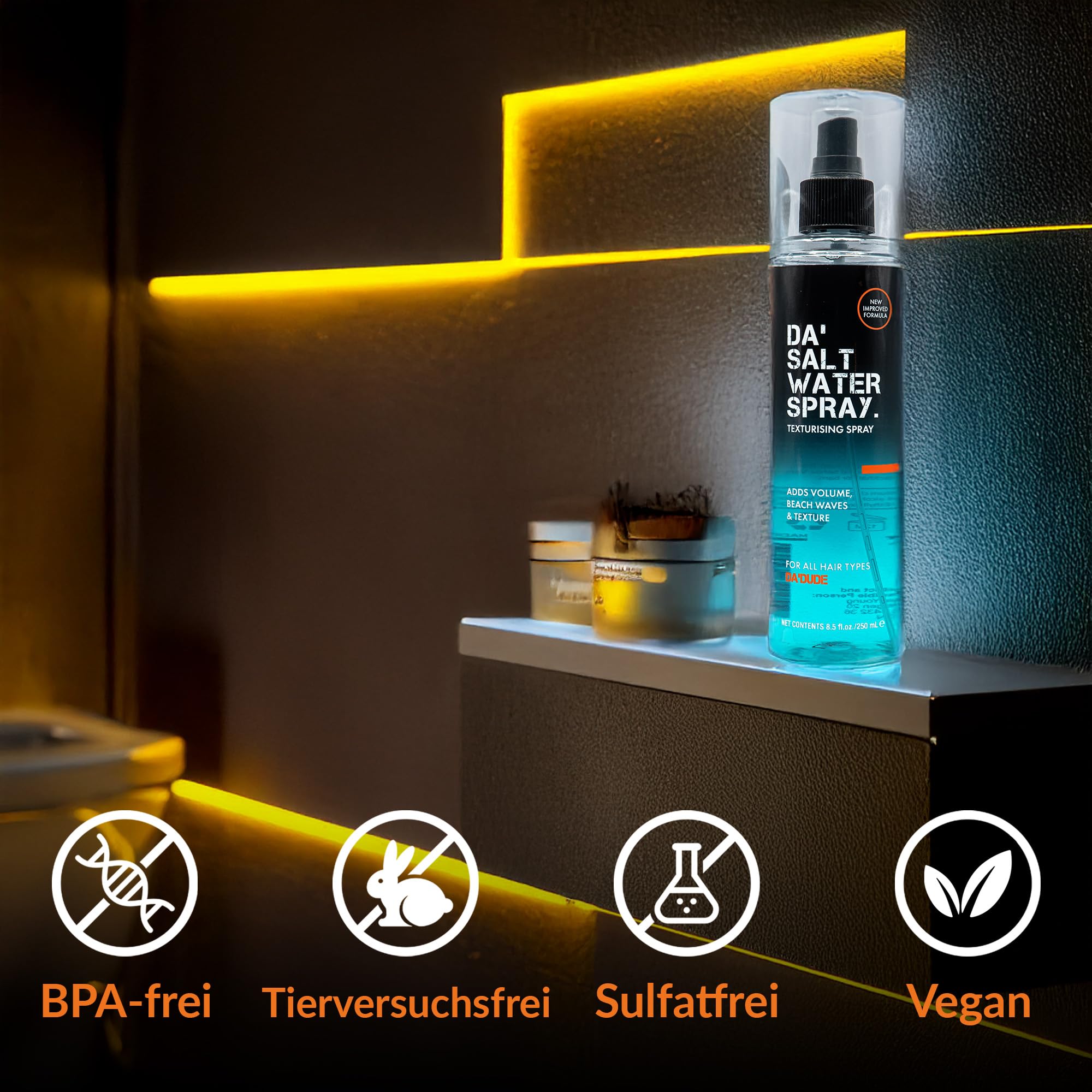 Da'Dude Sea Salt Spray 250 ml – Salzspray fuer Haare mit Volumen & Textur – Panthenol & Meersalz – Haarspray Maenner & Frauen fuer Beach Waves 6