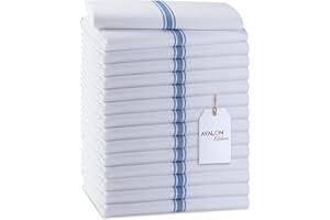 AVALON KITCHEN Avalon Dish Towels Set (Value Pack of 15) Size 15x25 Inch, 100% Cotton Soft & Absorbent Linen Kitchen Towels, Tea Towels, Reusable Cleaning Cloths for Household Cleaning (Blue)