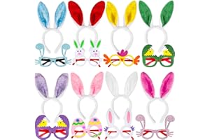 fiintrwa 16PCS Easter Party Glasses Frame Easter Bunny Ears Chick Eggs Glasses Easter Party Decoration Supplies Easter Photo 