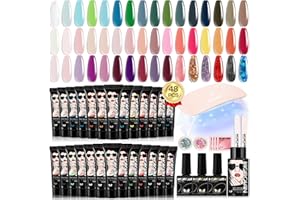 MOROVAN Poly Gel Nail Kit Colors: 48 Colors Pink Bright Poly gel Nail Kit with U V Light Colorful Poly Extension Gel Nail Kit All Season Poly Gel Nail Kit Starter Kit DIY at Home for Women Gifts