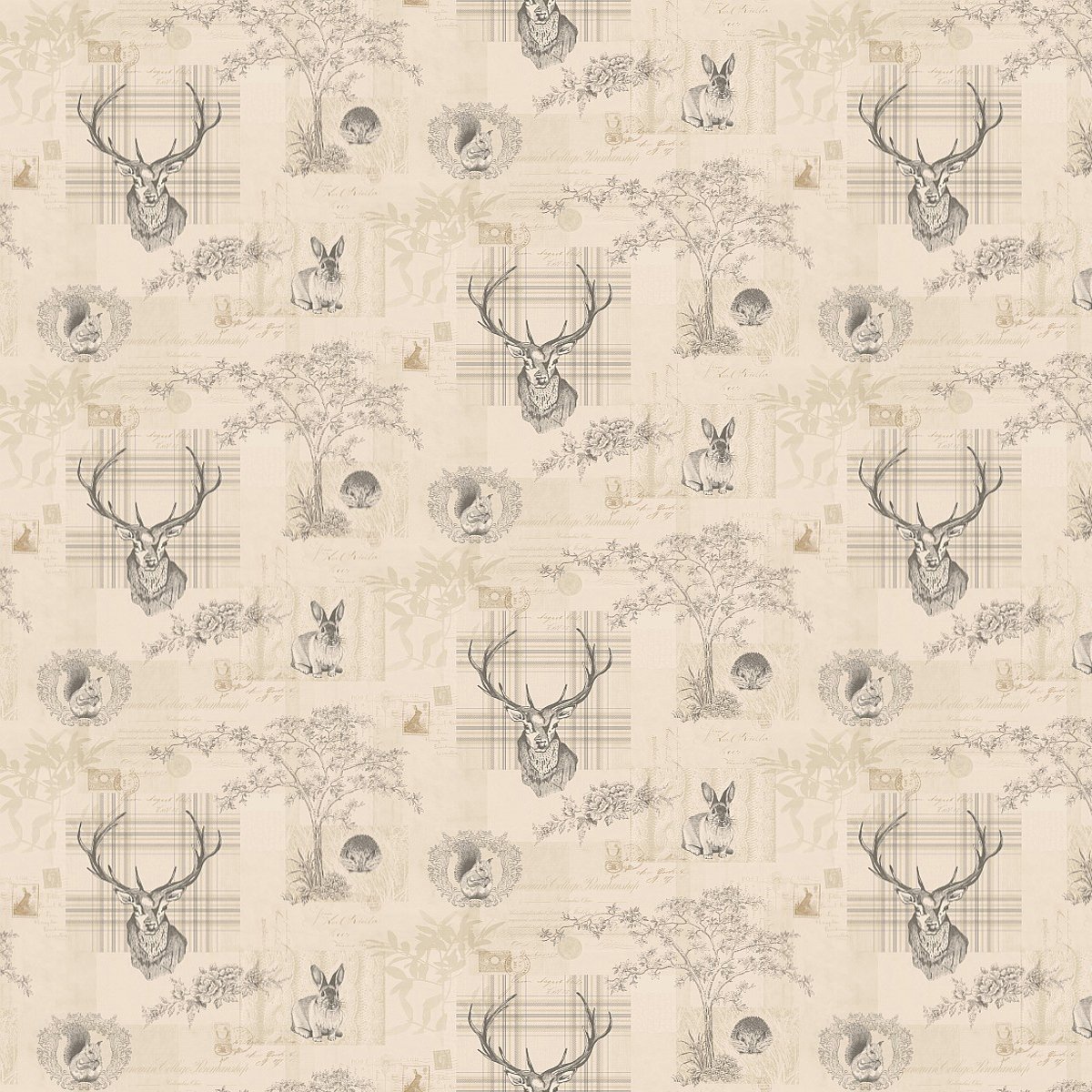 MyTinyWorld Pack of 5 Dolls House Beige And Black Highland Animal Wallpaper Sheets