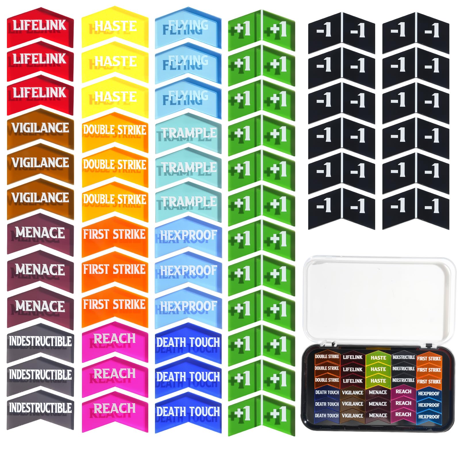 60 PCS MTG Keyword Counters Buff Abilities Counter Tokens with Box for Magic The Gathering, MTG, TCG, Card Games Accessories (Multicolor, 60)