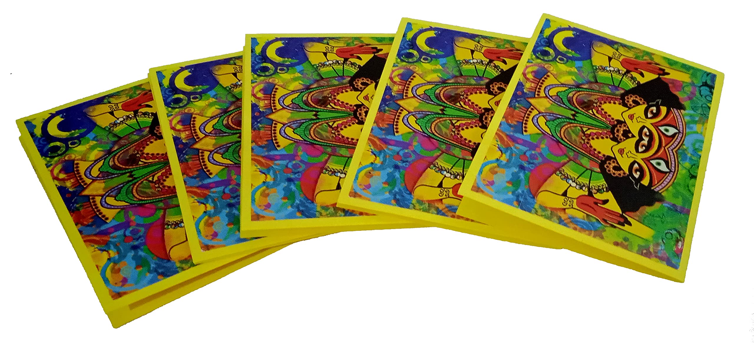 Purpledip Paper Card Gift Tags Indian Goddess Durga: Set Of 5 Small Cards For Personalized Greetings (12441)