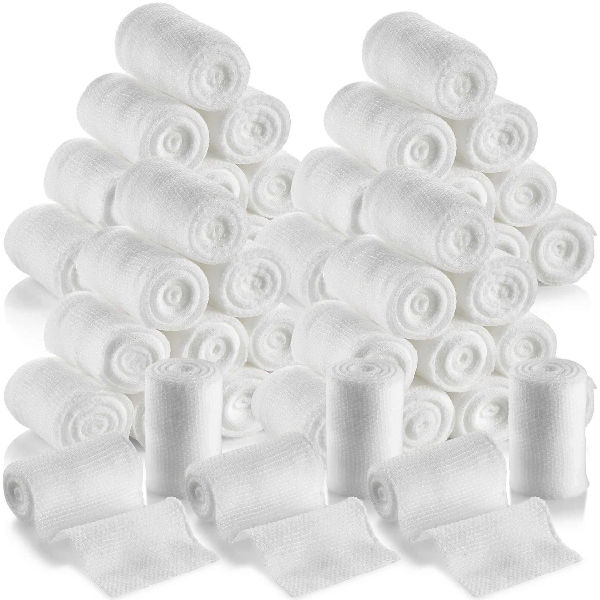 Gauze Bandage Rolls - 4 Yards Per Roll of Gauze Bandage and Stretch Wrapping for Dressing All Types of Wounds and Kit by MEDca, (5 cm x 3.7 m - Pack of 48)