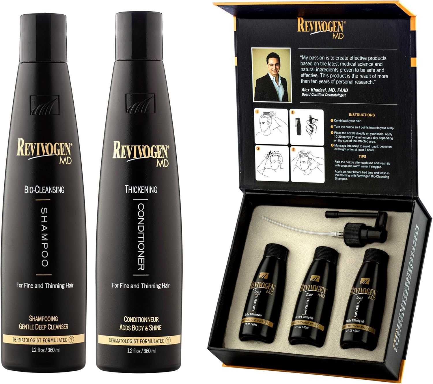 Revivogen Md Scalp Therapy Shampoo Conditioner Natural Hair Loss Solution For Fine Thinning Hair Amazon Co Uk Health Personal Care