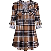 Bulotus 3/4 Length Sleeve Womens Striped Tops Zipper V Neck Collared Blouses Business Casual Tunics 2026 Spring Trendy