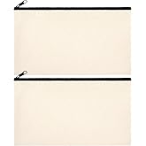 Phicorn Small Canvas Zipper Pouches, 2-Pack (8.2" × 5") – Blank & Printed Options, Makeup Bag, Pencil Case, Travel Organizer, DIY Craft Bag