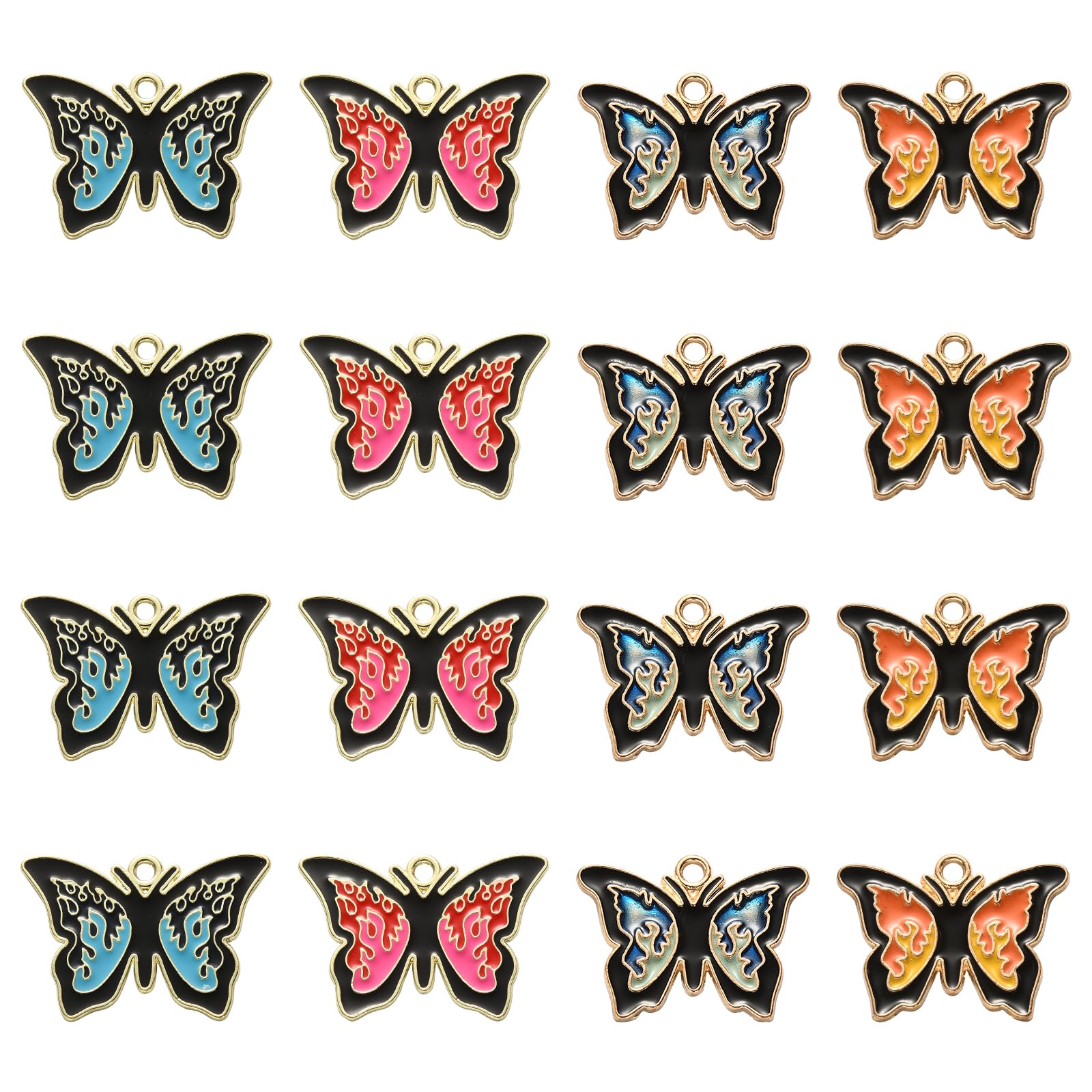 Stiesy 20 pcs 4 Colors Enamel Butterfly Charms Pendants Colorful Butterfly Charms Cute Animal Dangle Charms for DIY Crafts Jewelry Making