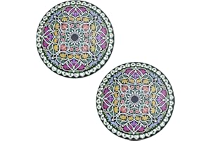 MIAO YUAN 2 PCS Acrylic Perforated Base Plates, Double Sided Printed Fruit Woven Rattan Tray Bottom Liner Pad,DIY Material Accessory for Handmade Weaving Basket Crochet Tote Bag-Jungle Mandala