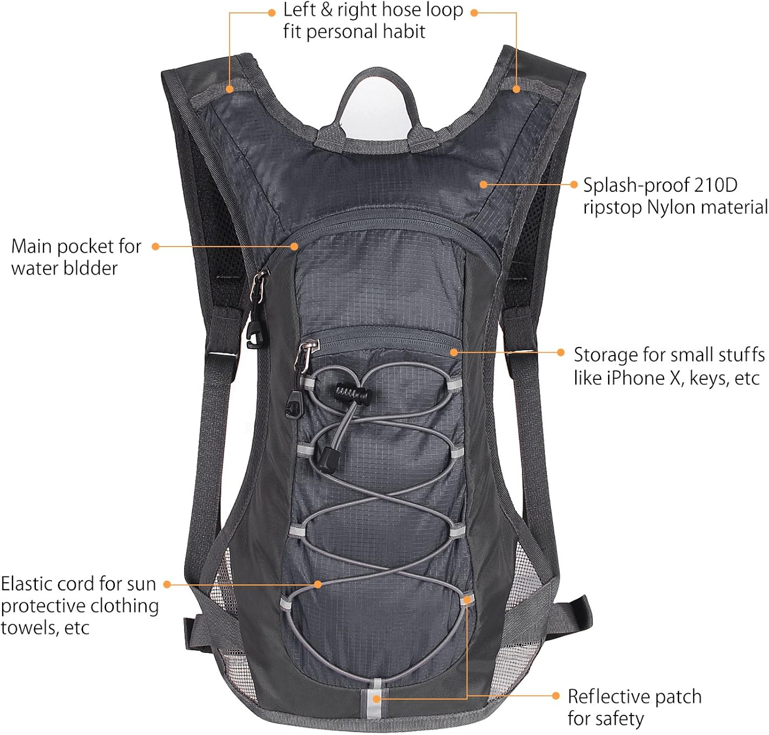 Unigear Hydration Pack Backpack with 70 oz 2L Water Bladder for Running, Hiking, Cycling, Climbing, Camping, Biking (Gray) : Sports & Outdoors