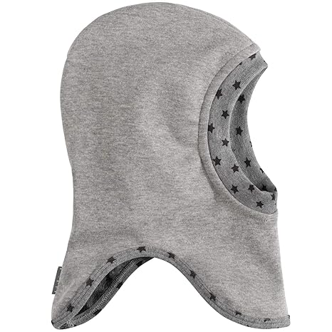 Lilakind Schlupfmütze Mütze Babymütze Kindermütze Wintermütze Jersey Fleece Grau meliert Sterne - Made in Germany