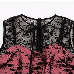 Keyhole Mesh Floral Embroidery Dress for Women