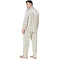 Lonxu Pajamas Set Mens Silk Satin Pajamas Long Sleeve Loungewear Two-Piece Sleepwear Button-Down Pj Set S-XXXXL