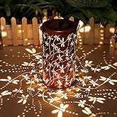 Birthday Gifts for Women Mom Grandma Ladies Solar Lanterns Outdoor Hanging Dragonfly Hollowed-Out Metal Waterproof LED Garden Decor Outside for Patio Yard Porch