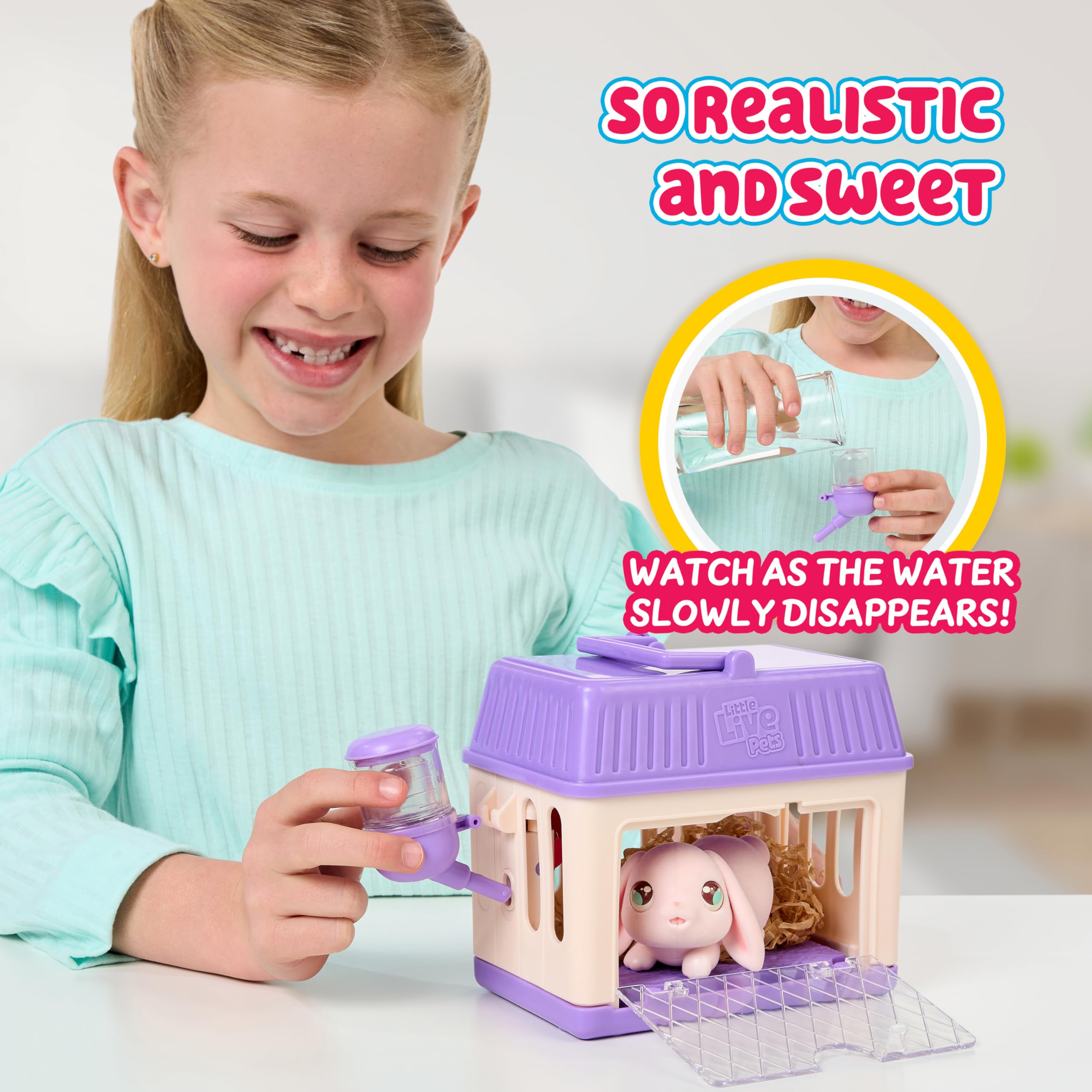 Little Live Pets Bunny Mini Interactive Toy Set, Hutch Animal Playset with 3 Surprise Babies, 20+ Sounds, Bunny Accessories for Girls Ages 3+