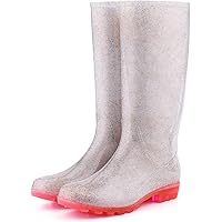 K KomForme Women’ s Knee High Waterproof Rain Boots Glitter, Matte and Gradient
