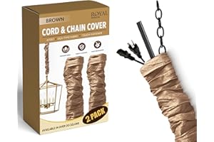 Royal Designs, Inc. Cord & Chain Cover 4 ft Silk Type Fabric, Chandelier Pendant Lighting Chain & Cable Management, Touch Fastener, Brown - 2 Pack