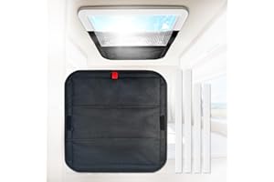 PRUTOMR RV Sun Blackout Vent Cover, Reflective Insulation Skylight Window Shade, Roof Ventilation Shield for Motorhome, Sturdy Velcro Attach, 16x16 in Foldable Heat & Light Blocker, Camper/Tailer Accessories