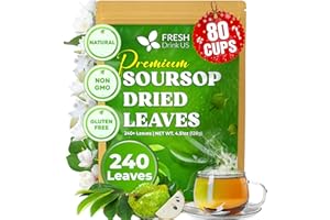 FreshDrinkUS, 240+ Premium Soursop Graviola Dried Leaves Tea, 230-250 Whole Soursop Leaves, Wildcrafted, Graviola , Guanabana , Hoja Guanabana, Loose Leaf Herbal , No Gluten, Vegan