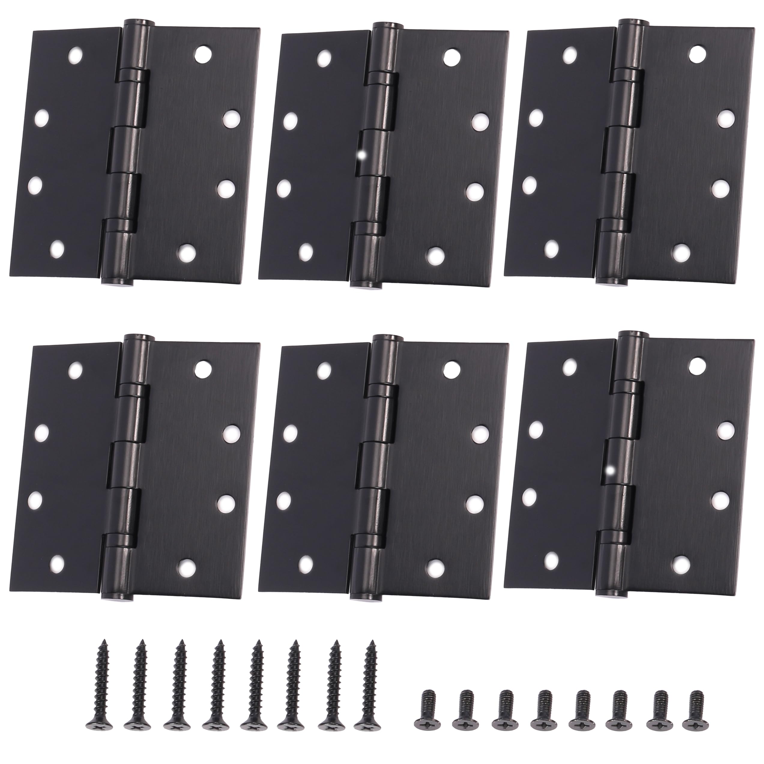Photo 1 of 6-Pack 4.5 X 4.5 inch Black Heavy Duty Commercial Door Hinges Thickened, Silent Plain Steel Ball Bearing Door Hinges, Thickness 3 mm Stainless Steel Square Corners with 48 Screws Non-Removable Pin