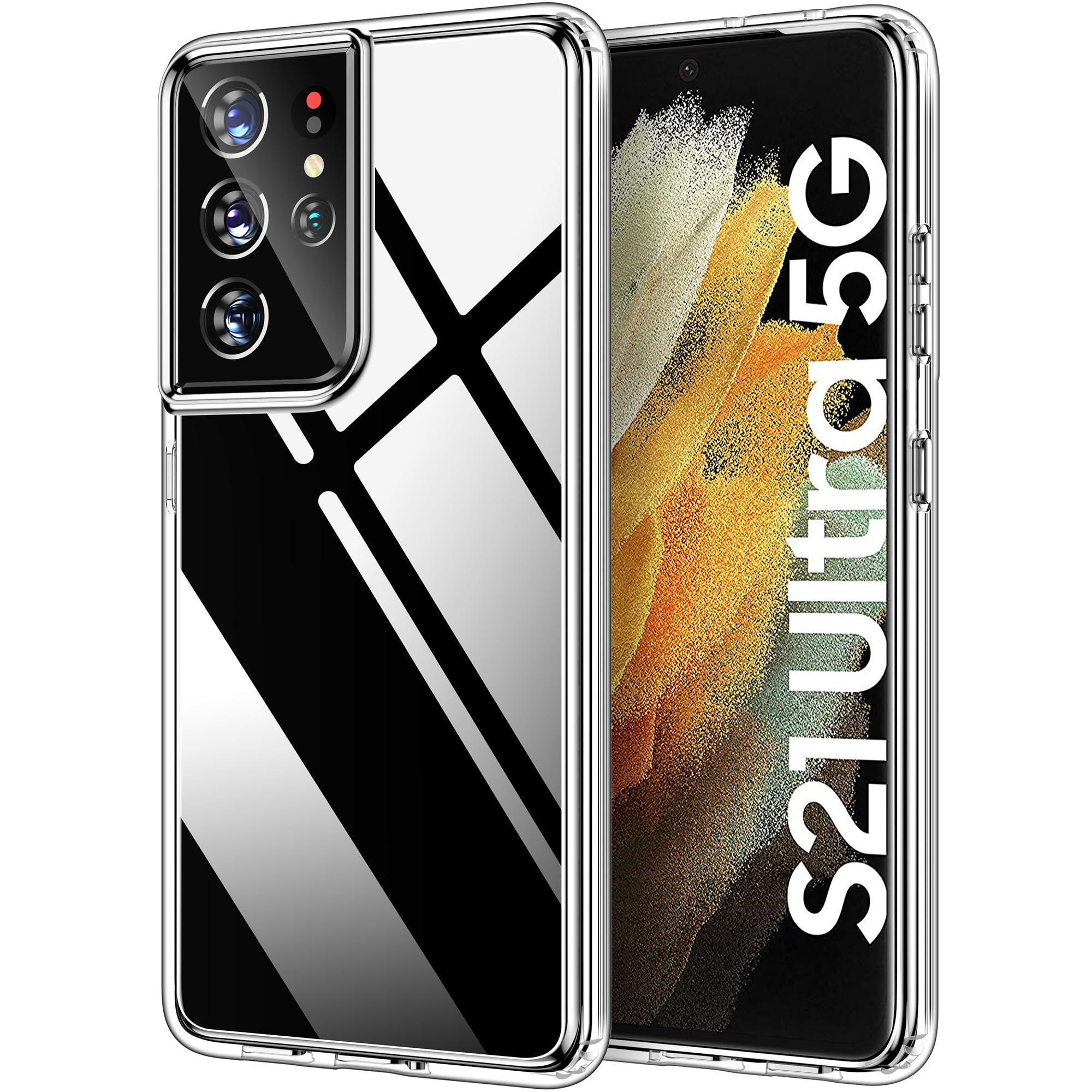 HOOMIL Case for Samsung Galaxy S21 Ultra 5G 6.8-Inch, Non-Yellowing, Drop Protection, Anti-Scratch Transparent Hard Back Phone Cover - Crystal Clear