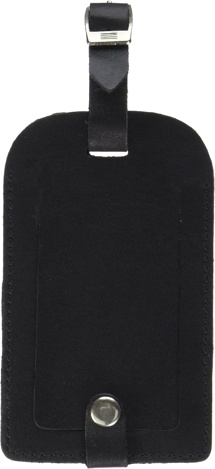 black leather luggage tag