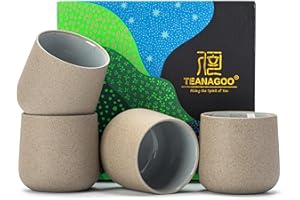 TEANAGOO Tea Cup, Chinese Tea Cups, 7.2Oz / 205 ml, 4 Pcs/Box, Ceramic Matcha Cup, Japanese Tea Cup, Small Tea Cups, Asian Te