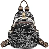 ANFUMAN Small Backpacks Purse for Women Mini Waterproof Colorful Print Backpack Leisure Travel Bags Black Coconut