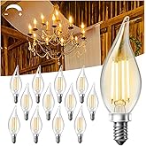 DAYBETTER Chandelier Light Bulbs, Candelabra Light Bulbs 40 Watt Equivalent E12 LED Bulb Dimmable, 2700K Soft Warm White, 4.5W 400LM, Flame Tip Vintage Candle Light Bulb, 12 Pack