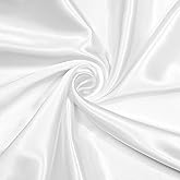 NSGZ White Satin Fabric By The Yard 2 Yards 60" Wide, Silky Solid | 100% Polyester, Soft Smooth Silky Texture, Wrinkle And Fade Resistant, Ideal for Bridal Wedding Dress Crafts