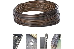 Laphivieh 120ft Plastic Wicker Repair Supplies, Gradient Dark Brown with Visible Mixed Color Stripes (Black/Orange/Light Brown), Synthetic Rattan Replacement Material for Patio Furniture Chair Repair