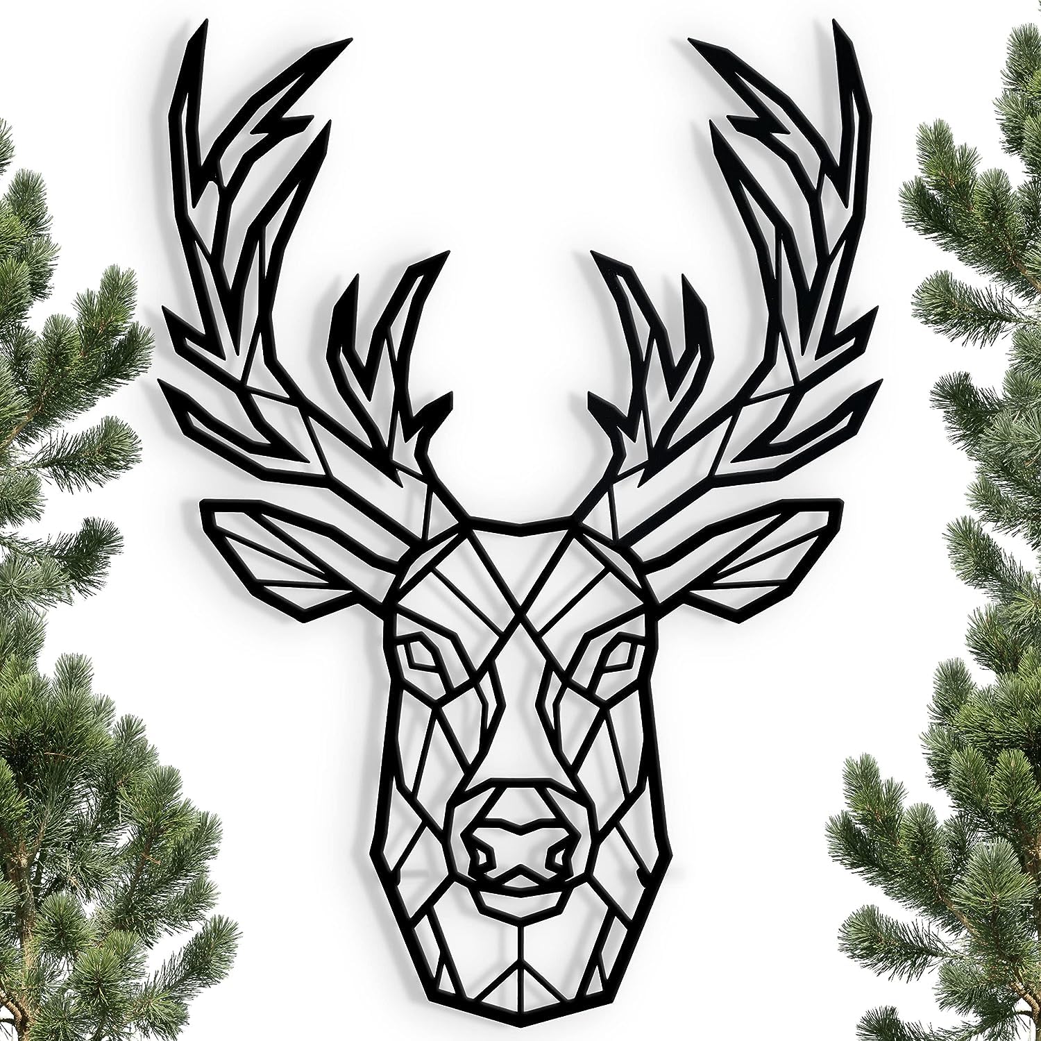 keluly Metal decoration. Floating wall sculpture, with shadows, made of steel. (43 x 31 cm., Deer)