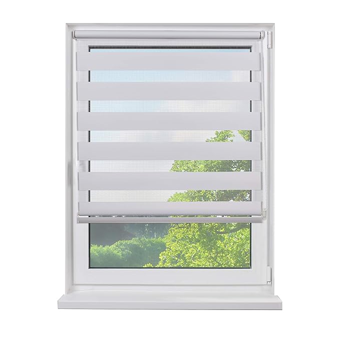 Mini Doppelrollo, zum Klemmen, Doppelrollos, Rollos für Fenster, Seitenzugrollo, Farbe weiß, lichtdurchlässig und verdunkelnd